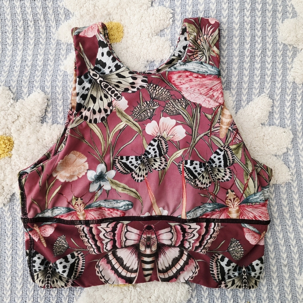 Yoga Democracy Floral Butterfly Sports Bra